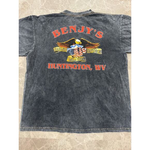 Harley Davidson BENJY'S Huntington WV Motorcycle Vintage Shirt Size XL Eagle - Picture 9 of 12